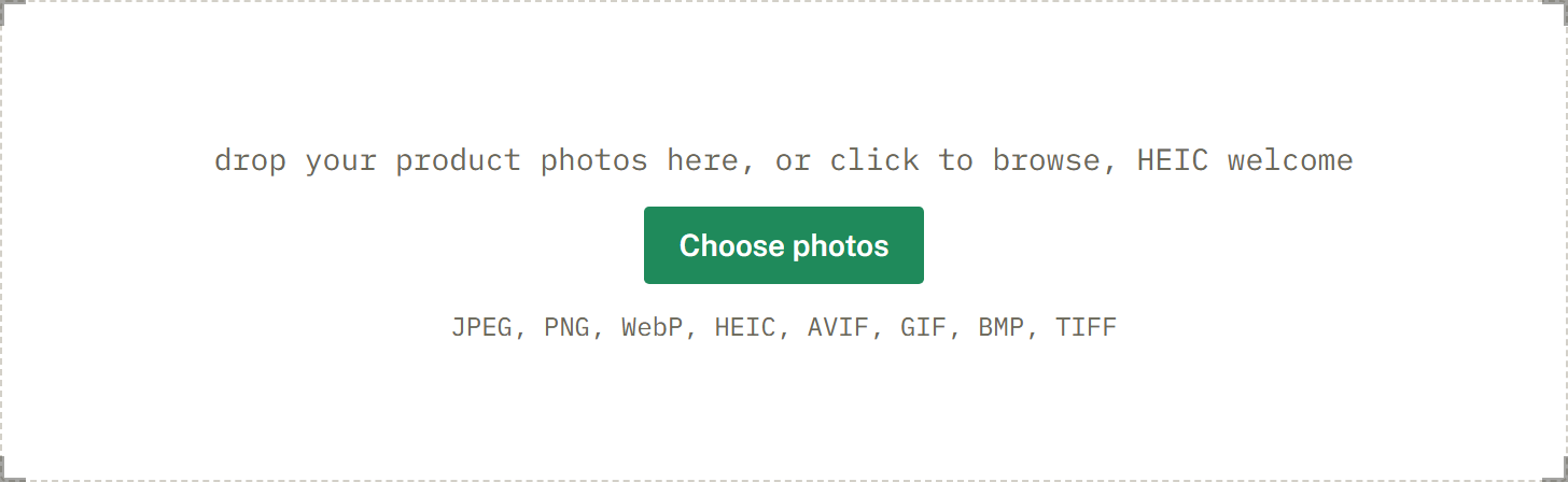 The SelfShot drop zone, ready to accept product photos.